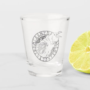 Odin Raben Huginn Muninn Wikinger Runenkreis Schnapsglas