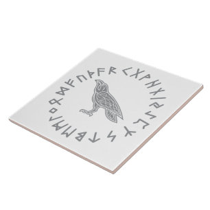 Odin Raben-Krähen-Viking-Mythologierunen runic Fliese
