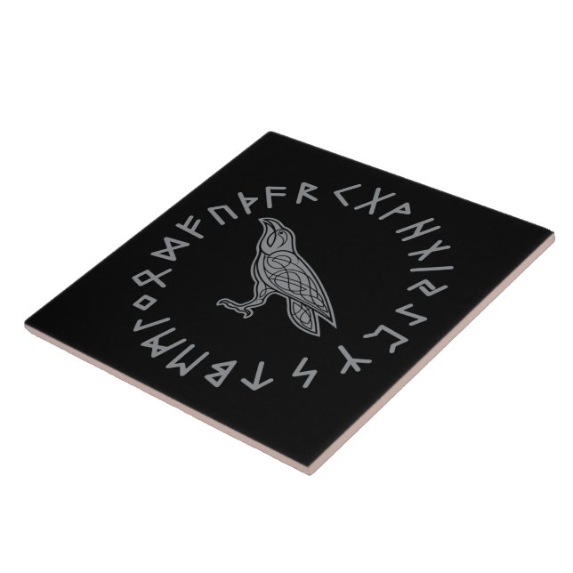 Odin Raben-Krähen-Viking-Mythologierunen runic Fliese (Seite)