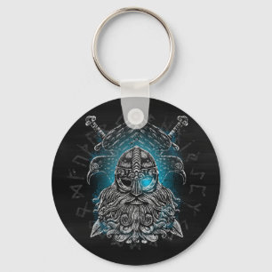 Odin Raben und Schwerter Blau Leuchtendes Auge Nor Schlüsselanhänger
