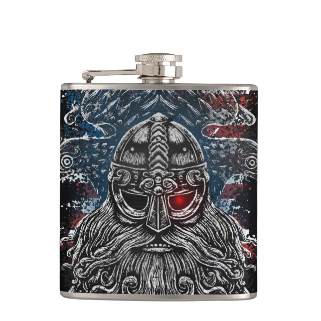 Odin ravens and Schwerter Viking Mythology USA fla Flachmann (Vorderseite)