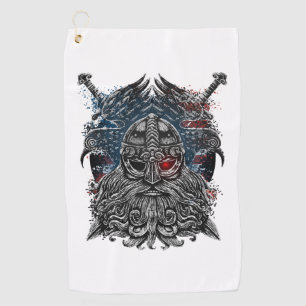Odin ravens and Schwerter Viking Mythology USA fla Golfhandtuch