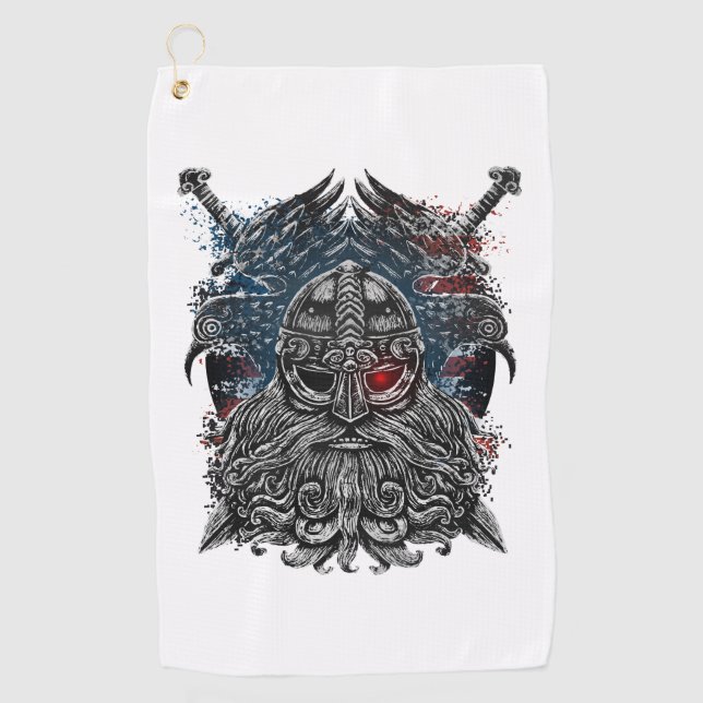 Odin ravens and Schwerter Viking Mythology USA fla Golfhandtuch (Vorderseite)