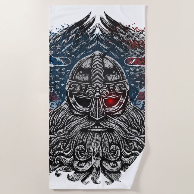 Odin ravens and Schwerter Viking Mythology USA fla Strandtuch (Vorderseite)