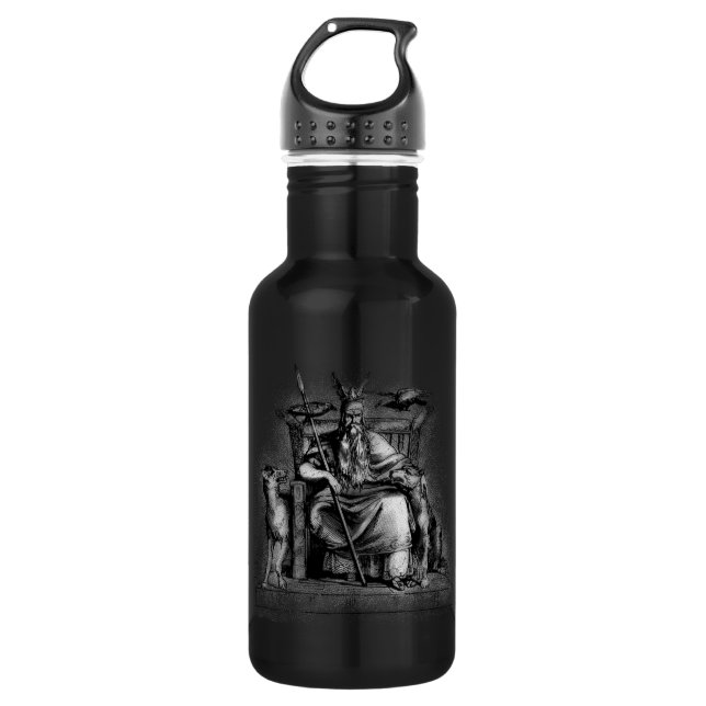 Odin ravens auf seinem Steinthron, der die Mytholo Edelstahlflasche (Vorderseite)