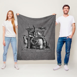 Odin ravens auf seinem Steinthron, der die Mytholo Fleecedecke