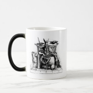 Odin ravens auf seinem Steinthron, der die Mytholo Verwandlungstasse