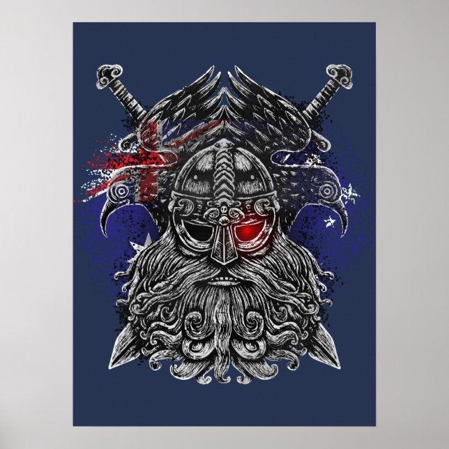 Odin ravens Schwerter Viking Mythology Australien  Poster (Vorne)