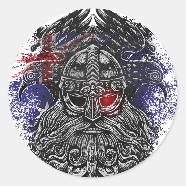 Odin ravens Schwerter Viking Mythology Australien  Runder Aufkleber (Vorderseite)