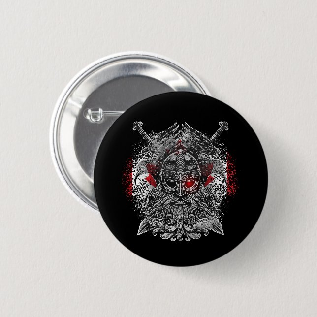 Odin ravens Schwerter Viking Mythology Kanada Flag Button (Vorne & Hinten)