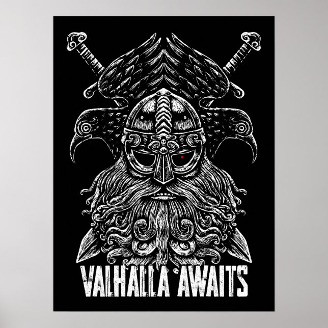 Odin ravens Viking Mythology Valhalla erwartet Poster (Vorne)