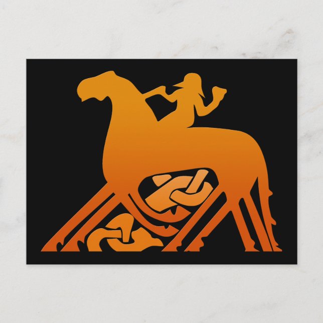 Odin Riding on Sleipnir Viking Mythology Postkarte (Vorderseite)
