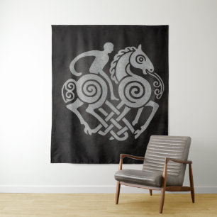 Odin Riding Sleipnir - Norse Mythology Viking Art Wandteppich