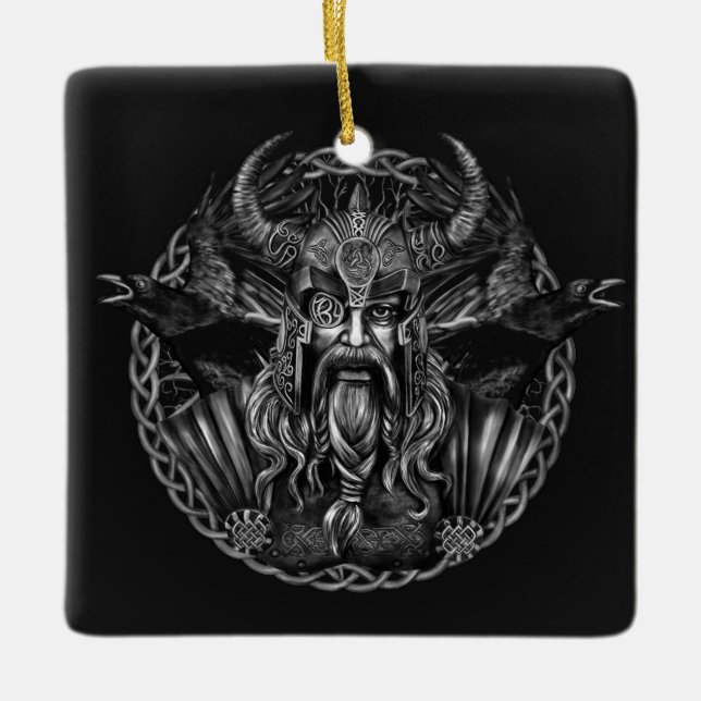 Odin und seins ravens Huginn und Muninn Keramikornament (Vorderseite)