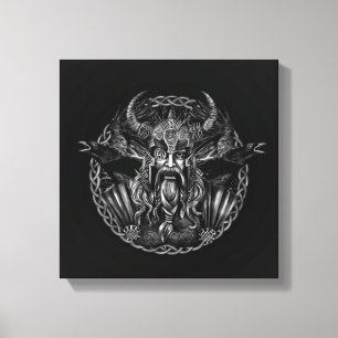 Odin und seins ravens Huginn und Muninn Leinwanddruck
