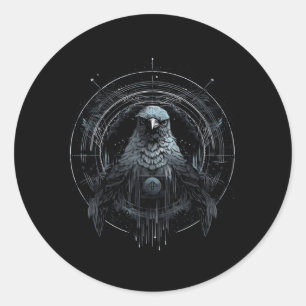 Odin's Bird North Valhalla Norse Mythology Runder Aufkleber