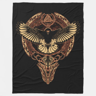 Odin's Eagle Hawk und Valknut Fleece Blanket
