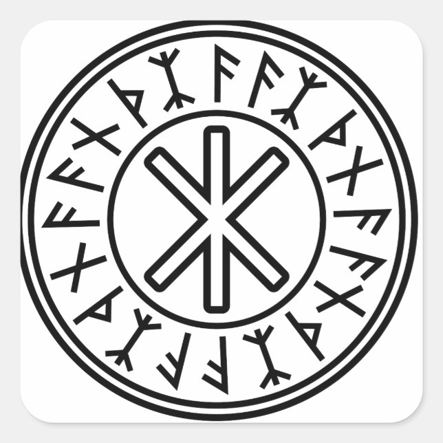 Odin's Protection No.2 (schwarz) Quadratischer Aufkleber (Vorderseite)