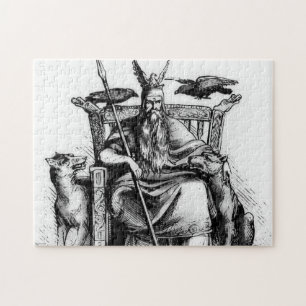 Odins Raben auf steinernem Thron Wikinger-Mytholog