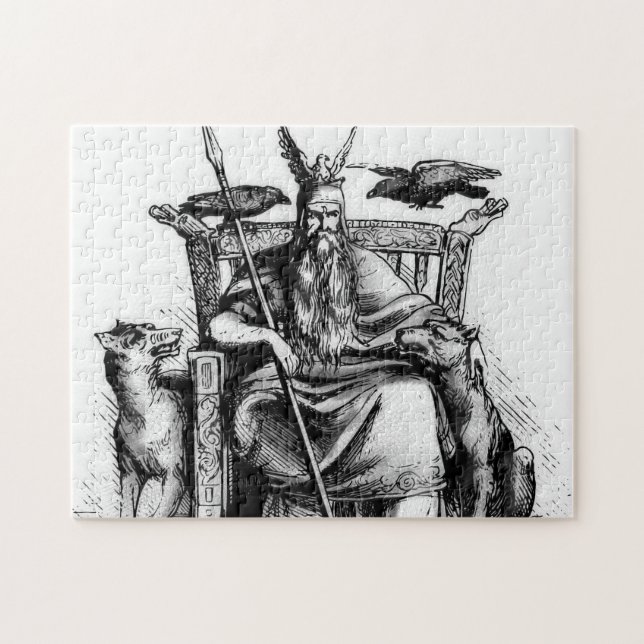 Odins Raben auf steinernem Thron Wikinger-Mytholog (Horizontal)