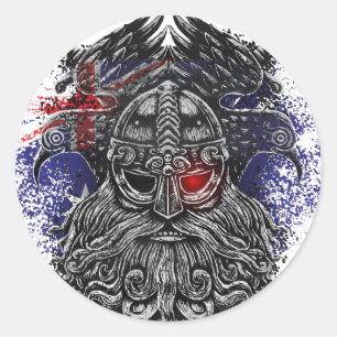 Odins Raben Schwerter Viking Mythologie Australien Runder Aufkleber
