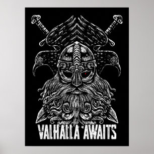 Odins Raben Wikinger-Mythologie Walhalla wartet Poster