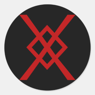 Odins Stange, Gungnir (Rot u. Schwarzes) Runder Aufkleber