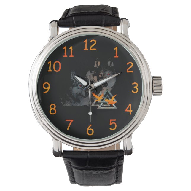 Odins Wölfe und Ravens beobachten Armbanduhr (Vorderseite)