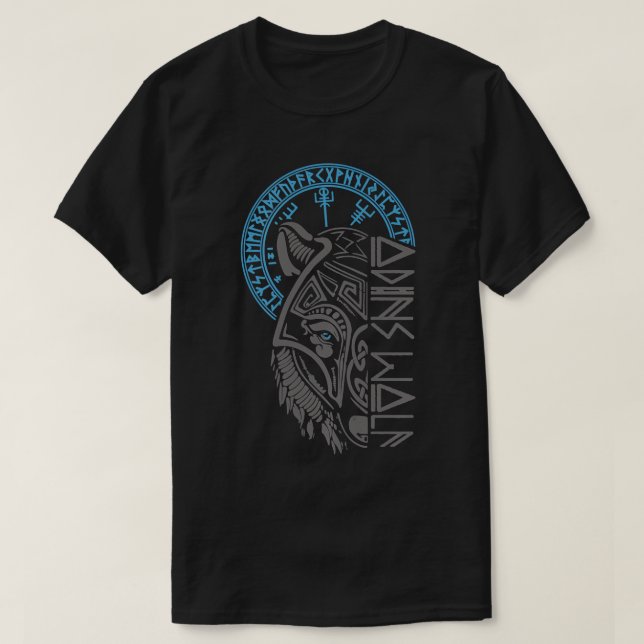 Odins Wolfsmaske Runes Norse Compass Valhalla Viki T-Shirt (Design vorne)