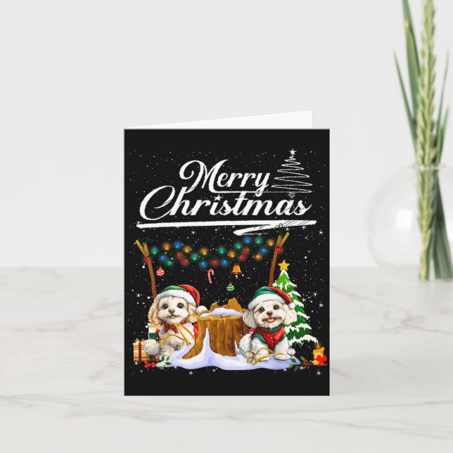 Odle Christmas Tree Lights Decorations Dog Lover X Karte (Vorderseite)