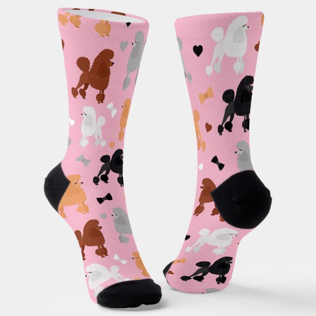 Odles of Poodles and Bows Muster Pink Socken (Gewinkelt)