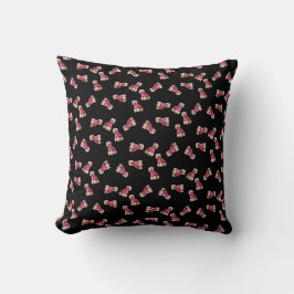 Odles of Poodles (rosa auf schwarz) Kissen
