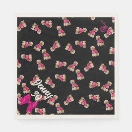 Odles of Poodles (rosa auf schwarz) Party Neapel Serviette