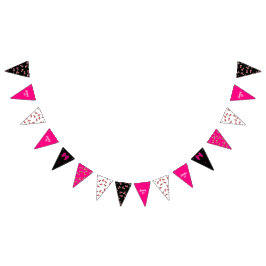 Odles of Poodles (rosa auf schwarz) Party Wimpelkette