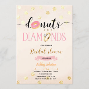 Odonuts de parties scintillant rose et invitation