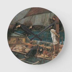 Odysseus und die Sirenen von John William Waterhou Runde Wanduhr