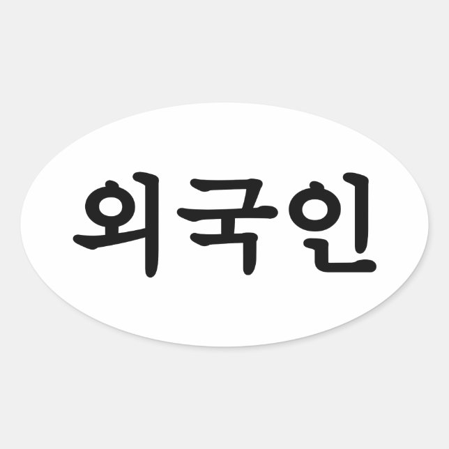 Oegugin 외 국 인 | Koreanische Sprache Hangul Ovaler Aufkleber (Vorderseite)