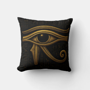 Oeil de Horus Jeter Oreiller - Symbole d'or égypti