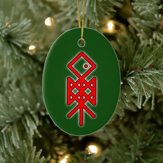 Œil d'Odin Viking Bindrune Yule Ornement en Cérami (Arbre)