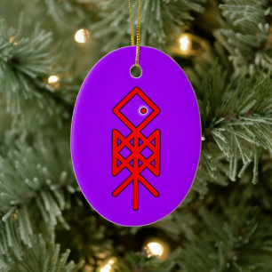 Œil d'Odin Viking Bindrune Yule Ornement en Cérami