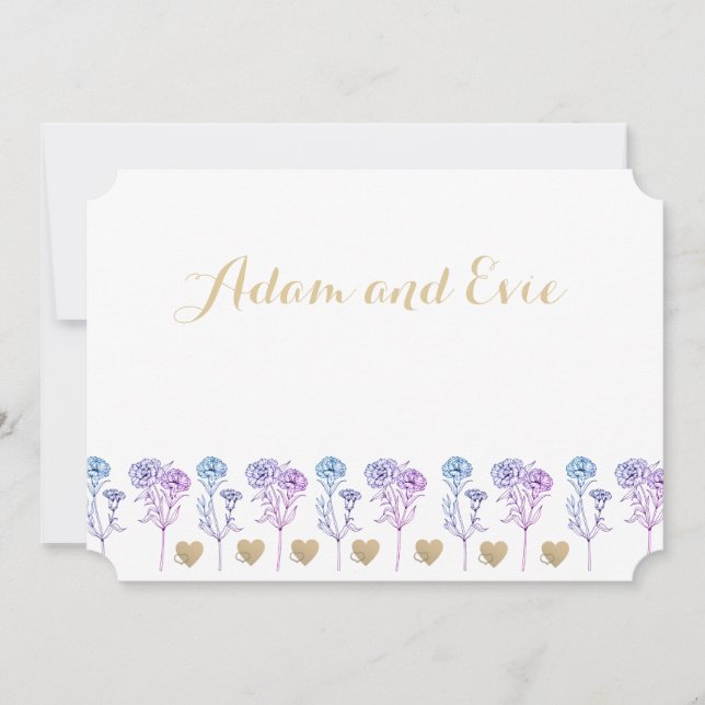 Oeillets faire-part de mariage simples et élégants (Devant)