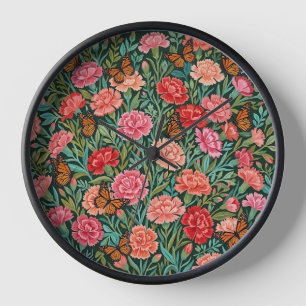 Œillets Papillons Art Horloges Abstraits