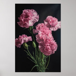 Oeillets roses Fleur Art Imprimer Poster