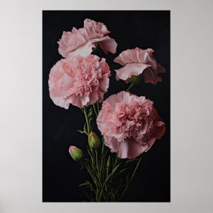 Oeillets roses Fleur Art Imprimer Poster