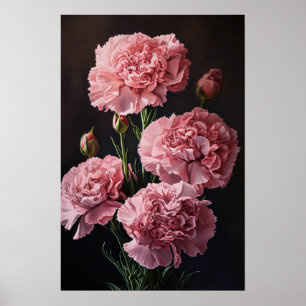 Oeillets roses Fleur Art Imprimer Poster
