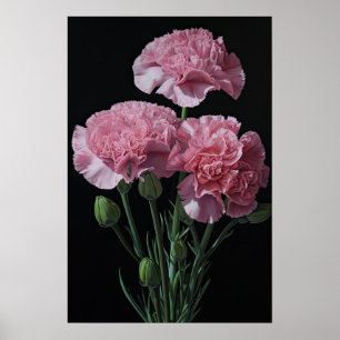 Oeillets roses Fleur Art Imprimer Poster
