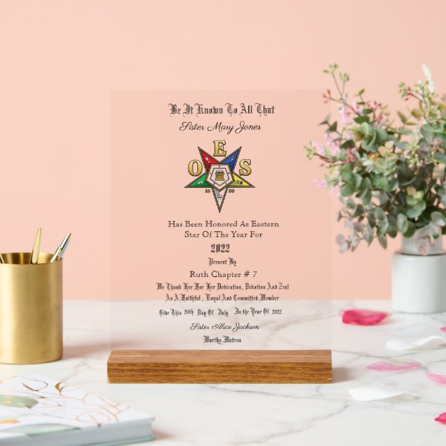 OES Award Acrylschild (Hochzeit)
