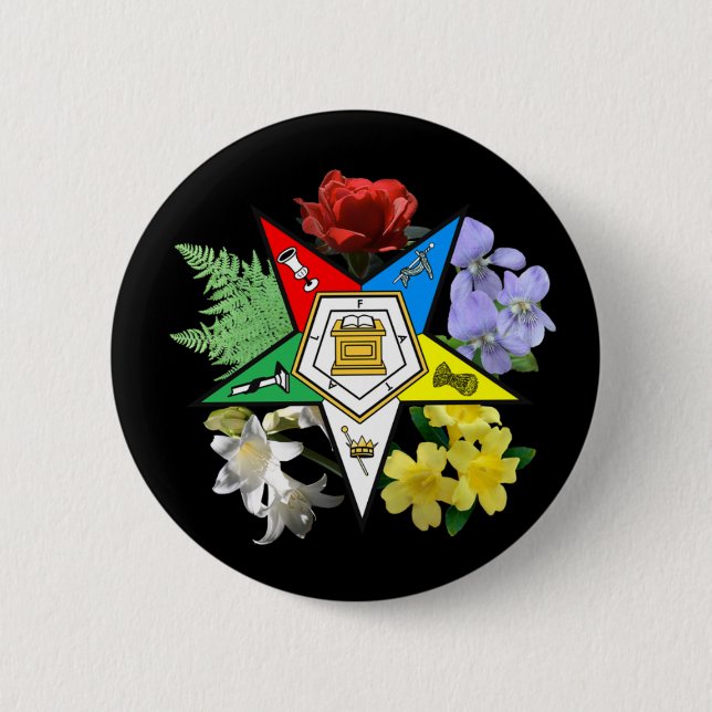 OES Blumenemblem-Knopf Button (Vorderseite)