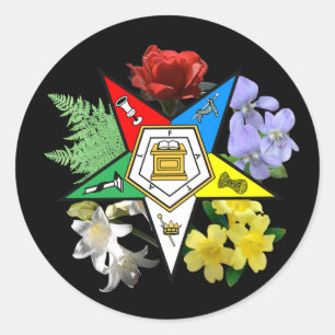 OES Blumenemblemaufkleber Runder Aufkleber