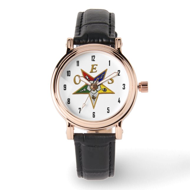 OES Custom Women's Kristall White Enamel Armbanduhr (Vorderseite)